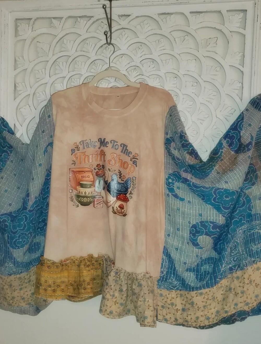 Custom Made Take Me To The Thrift Kantha Poncho Upcycled Design. Handmade